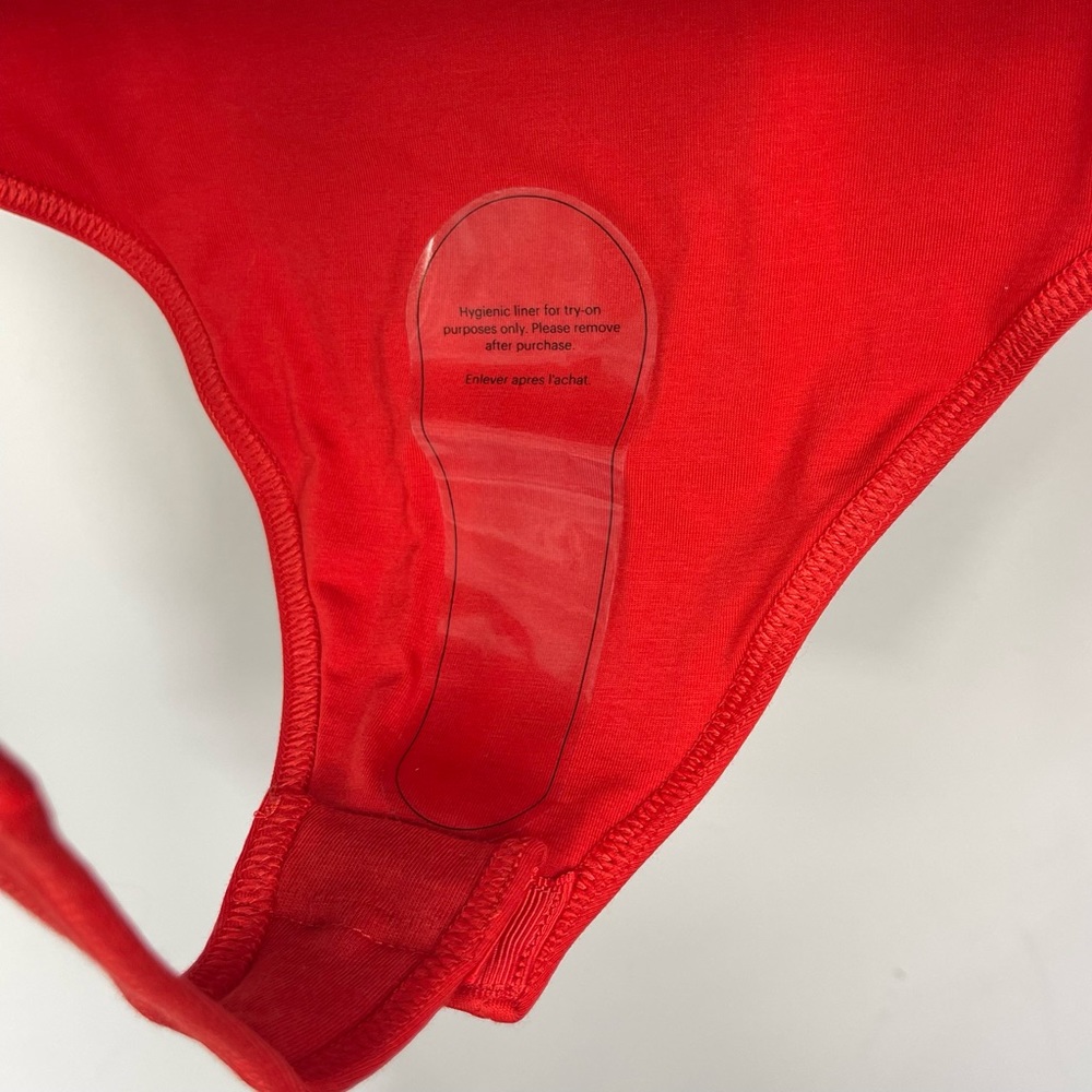 EVERLANE The Off the Shoulder Bodysuit In Scarlet Red NWT Thong  M - Picture 9 of 10